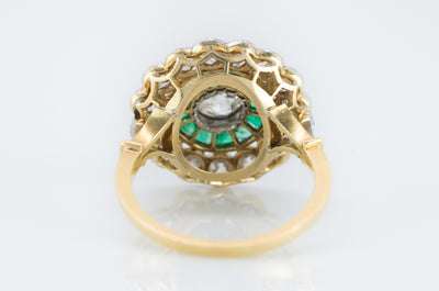 2.9CTW EMERALD AND OLD MINE CUT TARGET RING - SinCityFinds Jewelry
