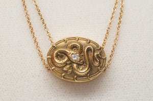 VINTAGE 14K GOLD SNAKE SLIDER PENDANT NECKLACE - SinCityFinds Jewelry