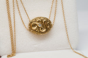 VINTAGE 14K GOLD SNAKE SLIDER PENDANT NECKLACE - SinCityFinds Jewelry