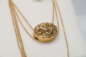 VINTAGE 14K GOLD SNAKE SLIDER PENDANT NECKLACE - SinCityFinds Jewelry