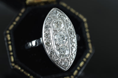 VINTAGE OLD EUROPEAN CUT DIAMOND NAVETTE RING - SinCityFinds Jewelry