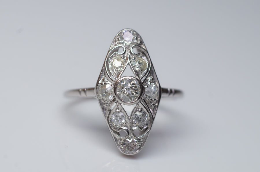 0.68CTW EDWARDIAN OLD CUT DIAMOND RING IN PLATINUM - SinCityFinds Jewelry