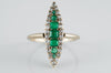 EMERALD AND OLD CUT DIAMOND NAVETTE RING - SinCityFinds Jewelry