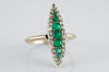 EMERALD AND OLD CUT DIAMOND NAVETTE RING - SinCityFinds Jewelry