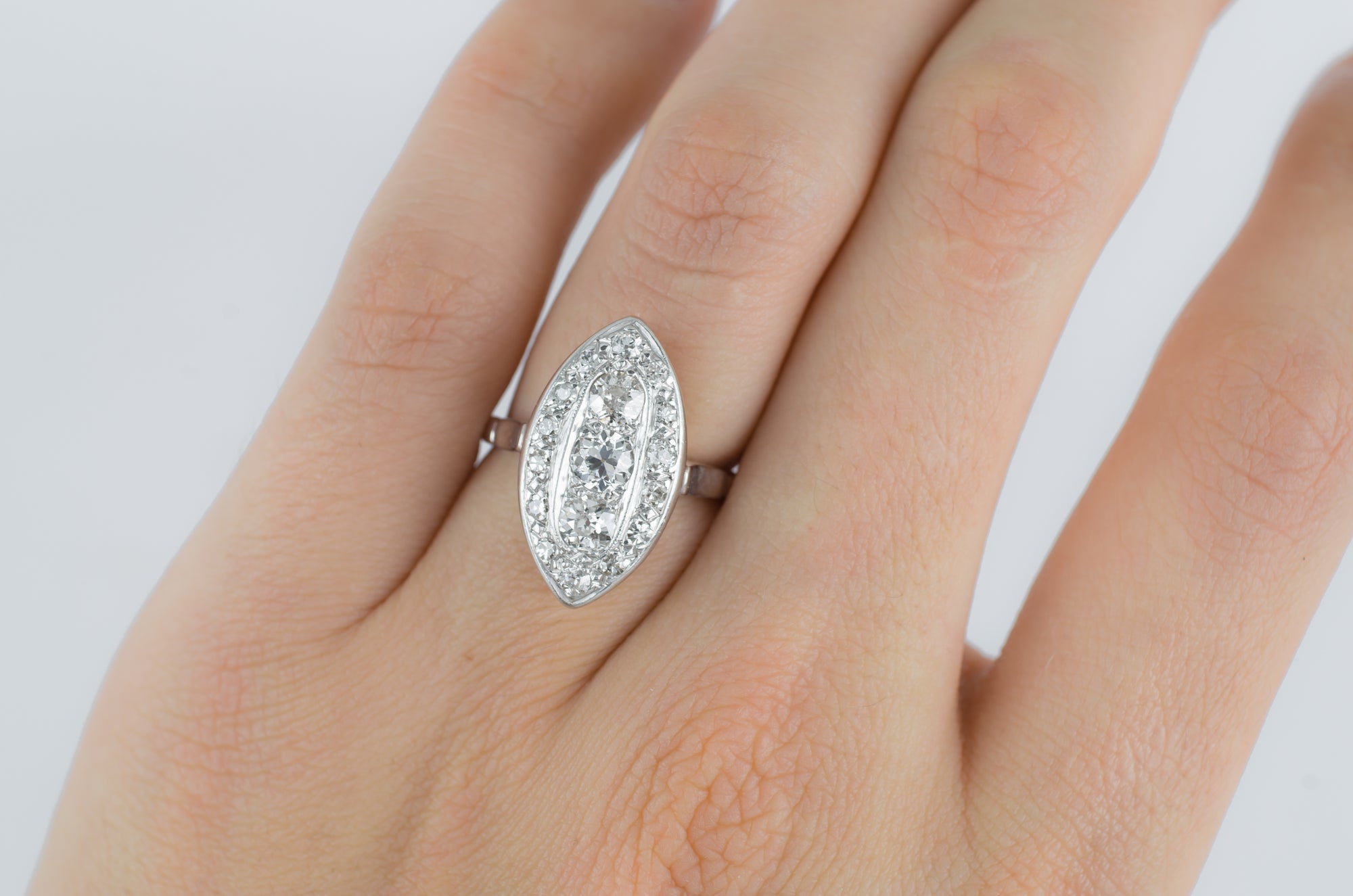 VINTAGE OLD EUROPEAN CUT DIAMOND NAVETTE RING - SinCityFinds Jewelry