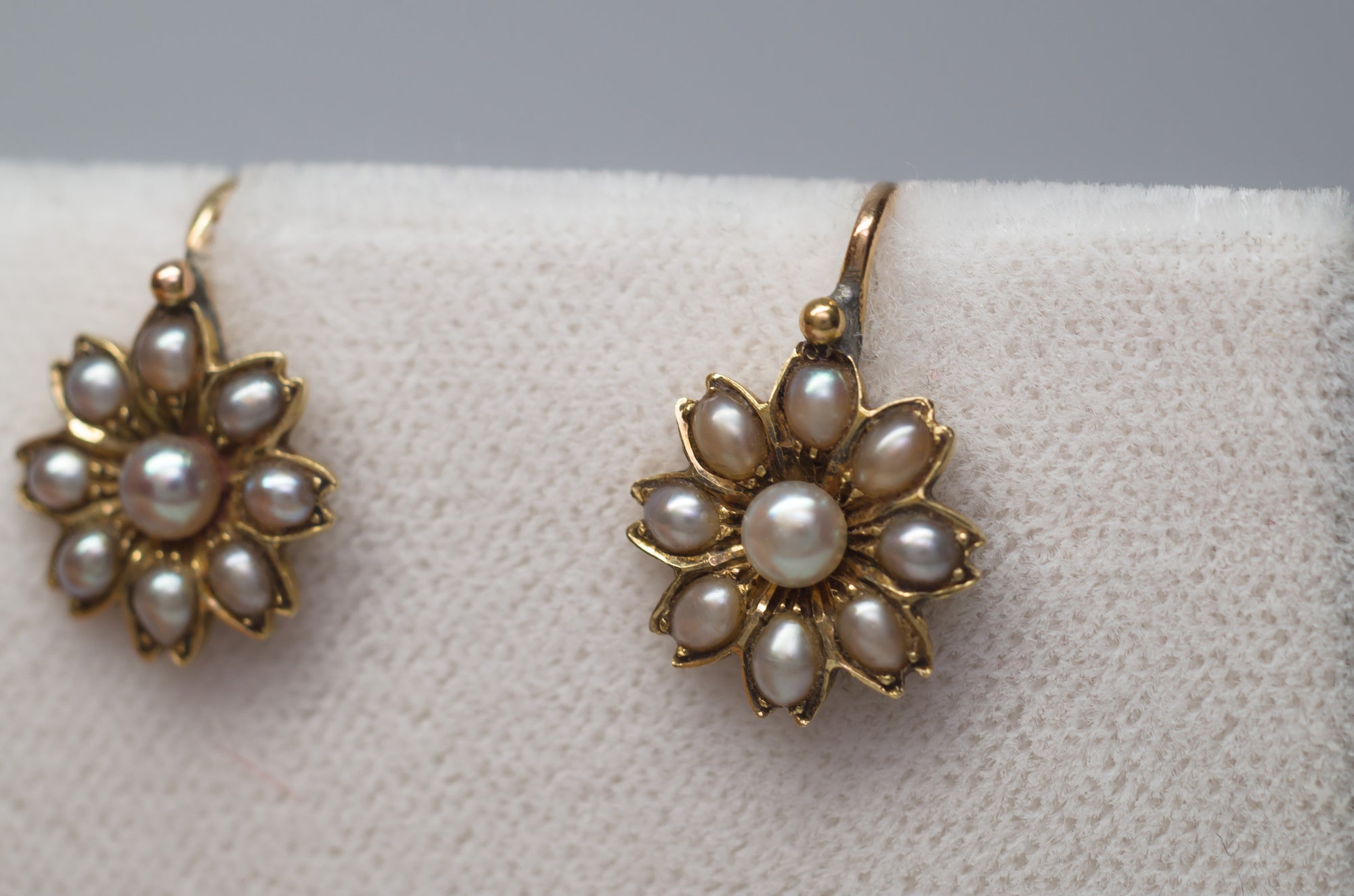 ANTIQUE SEED PEARL AND GOLD DIAMOND EARRINGS - SinCityFinds Jewelry