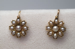 ANTIQUE SEED PEARL AND GOLD DIAMOND EARRINGS - SinCityFinds Jewelry