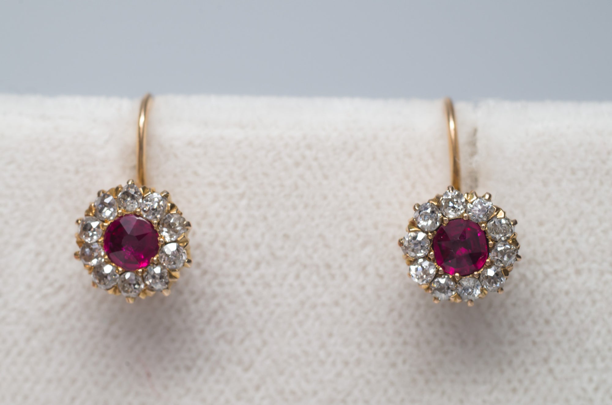 VICTORIAN ANTIQUE RUBY AND OLD MINE CUT DIAMOND EARRINGS - SinCityFinds Jewelry