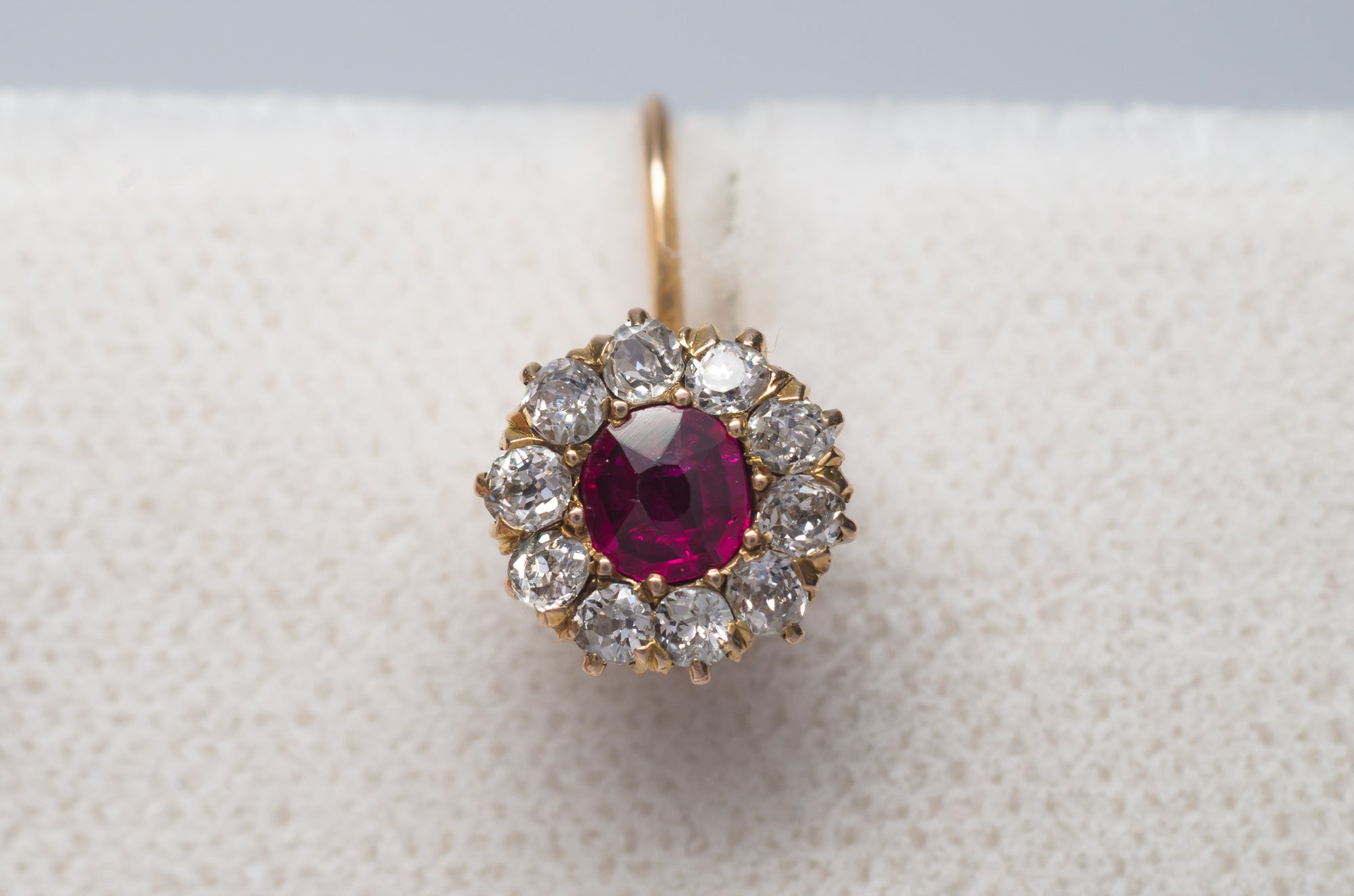 VICTORIAN ANTIQUE RUBY AND OLD MINE CUT DIAMOND EARRINGS - SinCityFinds Jewelry