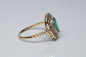 ANTIQUE NOUVEAU EMERALD AND DIAMOND RING - SinCityFinds Jewelry