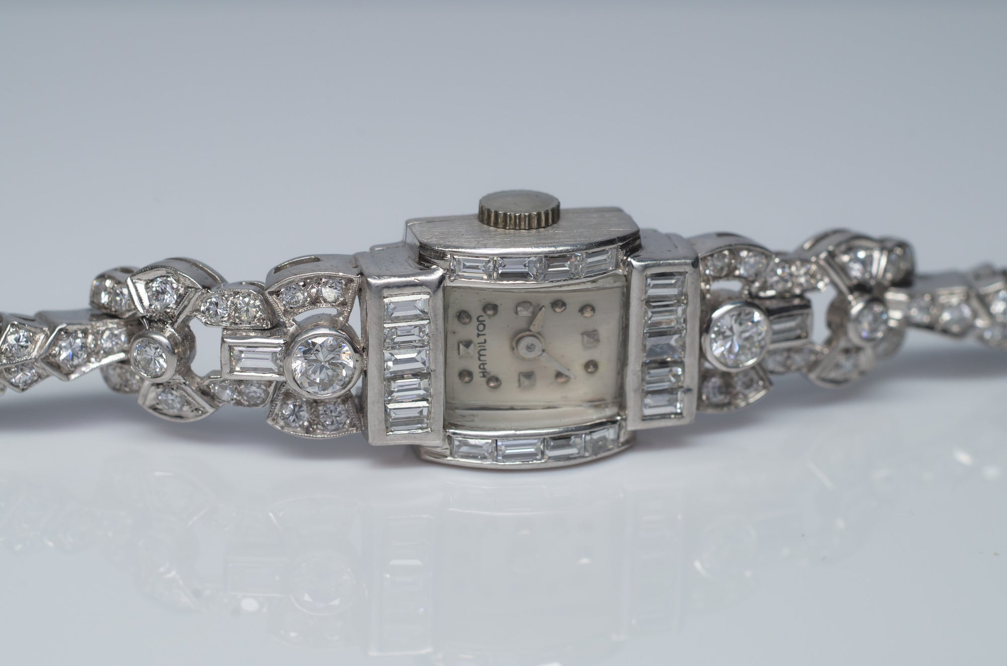 2.50CTW ART DECO HAMILTON  DIAMOND WRISTWATCH - SinCityFinds Jewelry