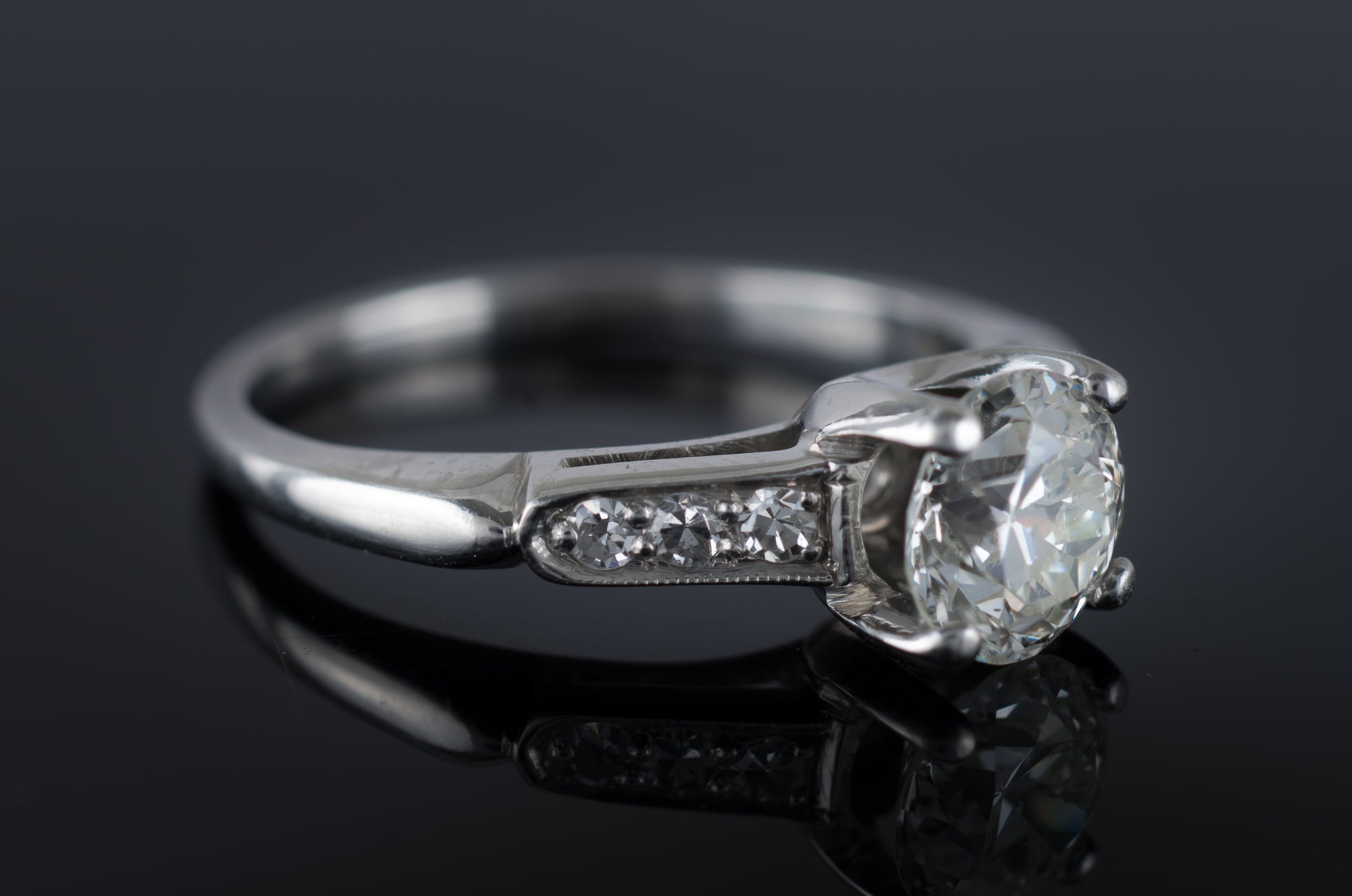 0.82CTW OLD EUROPEAN CUT DIAMOND RING IN PLATINUM - SinCityFinds Jewelry