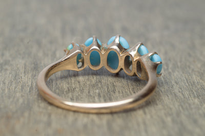 TURQUOISE 5 DIAMOND BAND RING - SinCityFinds Jewelry