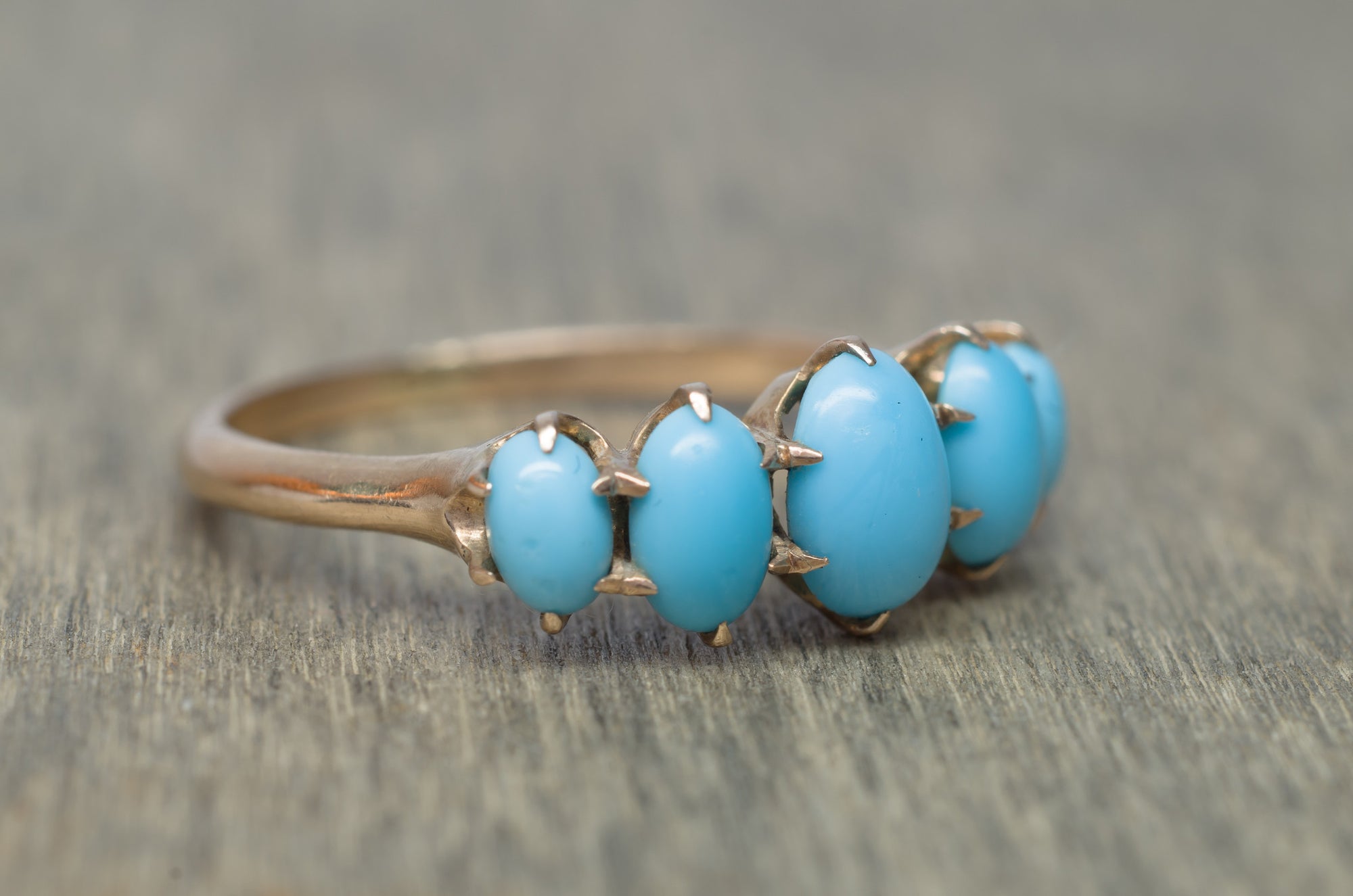 TURQUOISE 5 DIAMOND BAND RING - SinCityFinds Jewelry