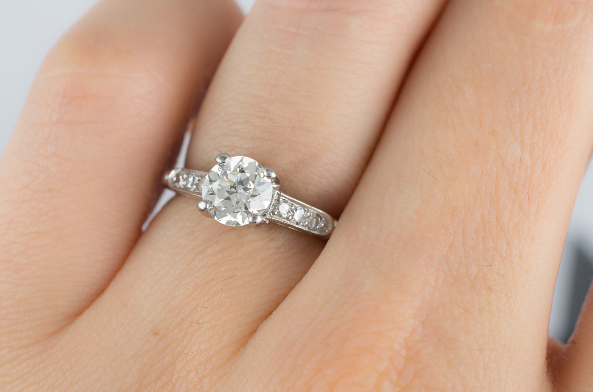 0.82CTW OLD EUROPEAN CUT DIAMOND RING IN PLATINUM - SinCityFinds Jewelry