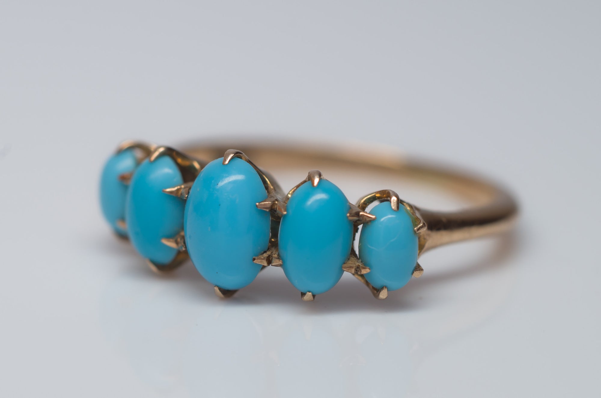 TURQUOISE 5 DIAMOND BAND RING - SinCityFinds Jewelry
