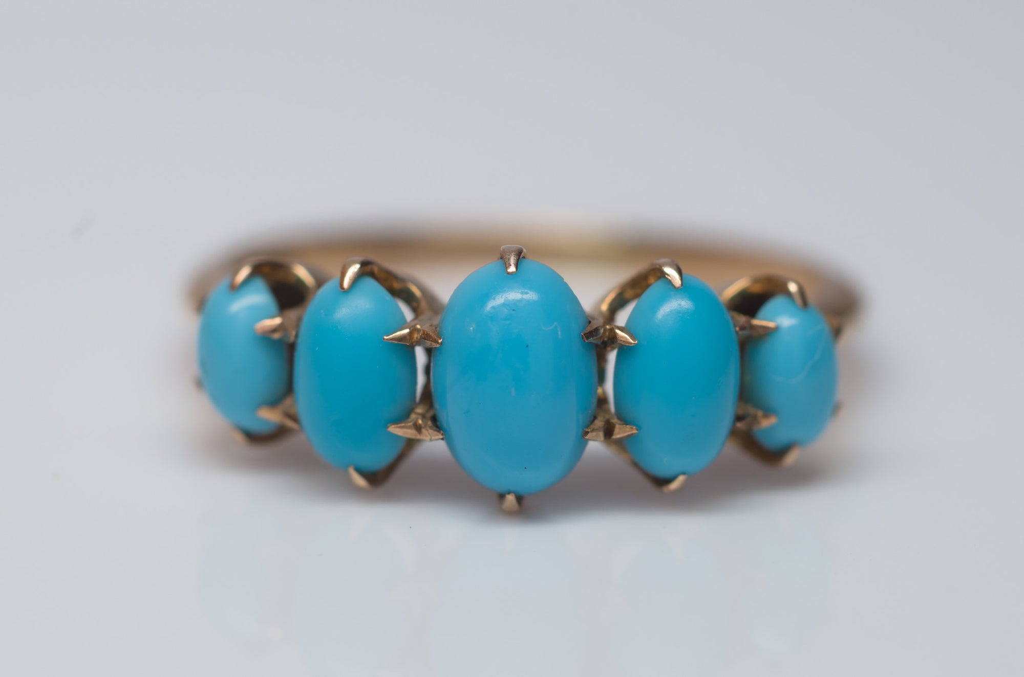 TURQUOISE 5 DIAMOND BAND RING - SinCityFinds Jewelry