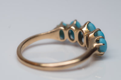 TURQUOISE 5 DIAMOND BAND RING - SinCityFinds Jewelry