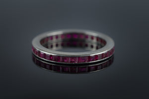 VINTAGE PLATINUM AND RUBY ETERNITY BAND - SinCityFinds Jewelry