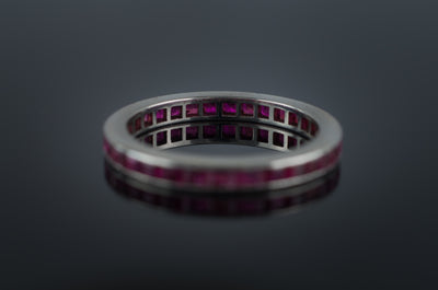 VINTAGE PLATINUM AND RUBY ETERNITY BAND - SinCityFinds Jewelry