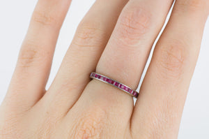 VINTAGE PLATINUM AND RUBY ETERNITY BAND - SinCityFinds Jewelry