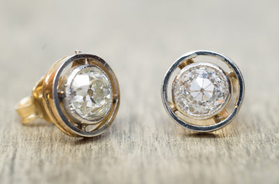 1.27CTW OLD MINE CUT DIAMOND STUDS - SinCityFinds Jewelry
