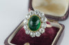 CABOCHON EMERALD AND OLD MINE CUT DIAMOND RING - SinCityFinds Jewelry