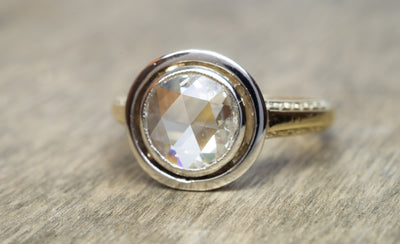 ANTIQUE ROSE CUT DIAMOND RING SOLITAIRE - SinCityFinds Jewelry