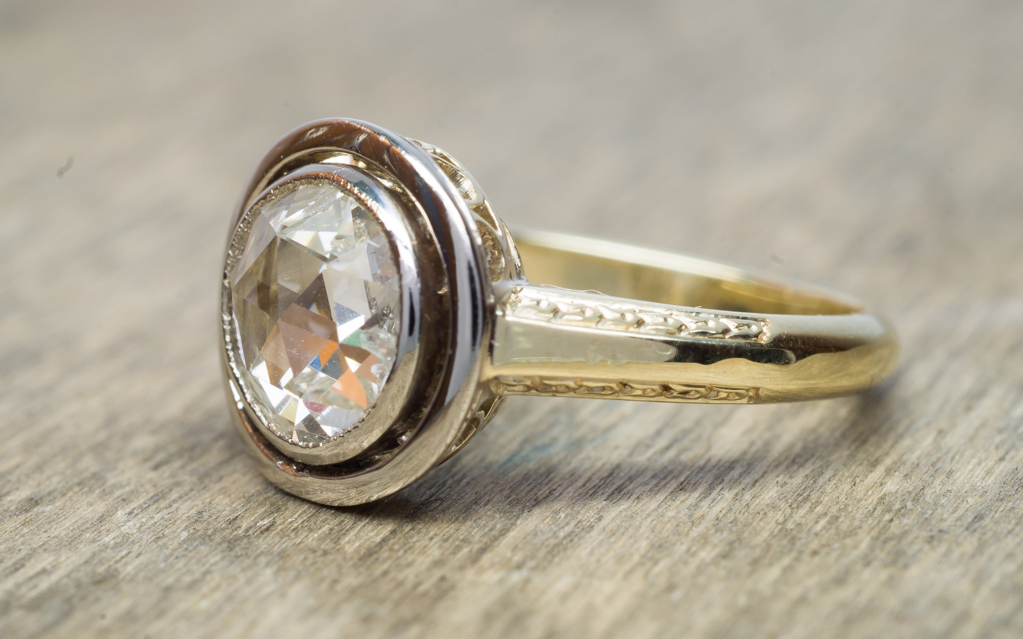 ANTIQUE ROSE CUT DIAMOND RING SOLITAIRE - SinCityFinds Jewelry