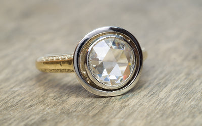 ANTIQUE ROSE CUT DIAMOND RING SOLITAIRE - SinCityFinds Jewelry