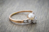 ANTIQUE PEARL AND MINE CUT DIAMOND TOI ET MOI - SinCityFinds Jewelry