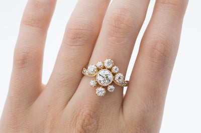 2.43CTW OLD EUROPEAN CUT DIAMOND TIARA STYLE RING - SinCityFinds Jewelry