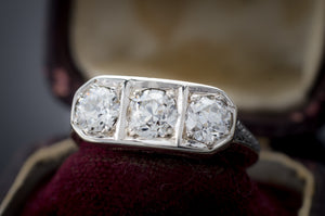 1CTW ART DECO THREE STONE DIAMOND RING - SinCityFinds Jewelry