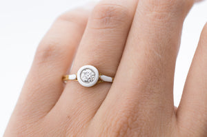 VINTAGE WHITE ENAMEL DIAMOND SOLITAIRE - SinCityFinds Jewelry