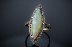 VINTAGE NAVETTE OPAL RING - SinCityFinds Jewelry