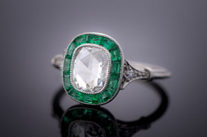 ROSE CUT AND EMERALD TARGET RING - SinCityFinds Jewelry