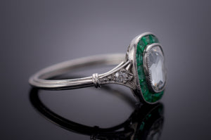 ROSE CUT AND EMERALD TARGET RING - SinCityFinds Jewelry