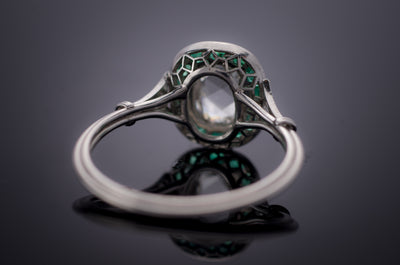 ROSE CUT AND EMERALD TARGET RING - SinCityFinds Jewelry