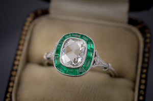 ROSE CUT AND EMERALD TARGET RING - SinCityFinds Jewelry