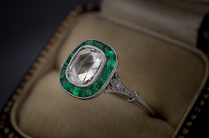 ROSE CUT AND EMERALD TARGET RING - SinCityFinds Jewelry