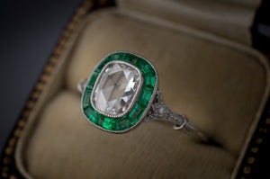 ROSE CUT AND EMERALD TARGET RING - SinCityFinds Jewelry