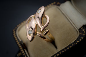 18K ROSE GOLD DOUBLE SNAKE RING - SinCityFinds Jewelry