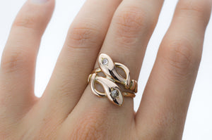 18K ROSE GOLD DOUBLE SNAKE RING - SinCityFinds Jewelry