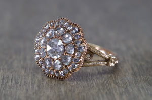 ROSE CUT DIAMOND CLUSTER RING - SinCityFinds Jewelry