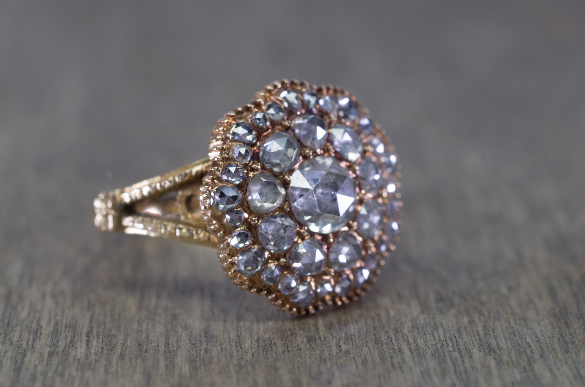 ROSE CUT DIAMOND CLUSTER RING - SinCityFinds Jewelry
