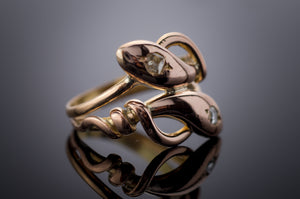 18K ROSE GOLD DOUBLE SNAKE RING - SinCityFinds Jewelry