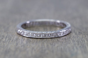 ART DECO FRENCH CUT DIAMOND ETERNITY BAND IN PLATINUM SIZE 5 1/4 - SinCityFinds Jewelry