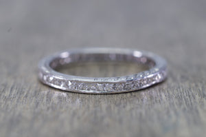 ART DECO FRENCH CUT DIAMOND ETERNITY BAND IN PLATINUM SIZE 5 1/4 - SinCityFinds Jewelry