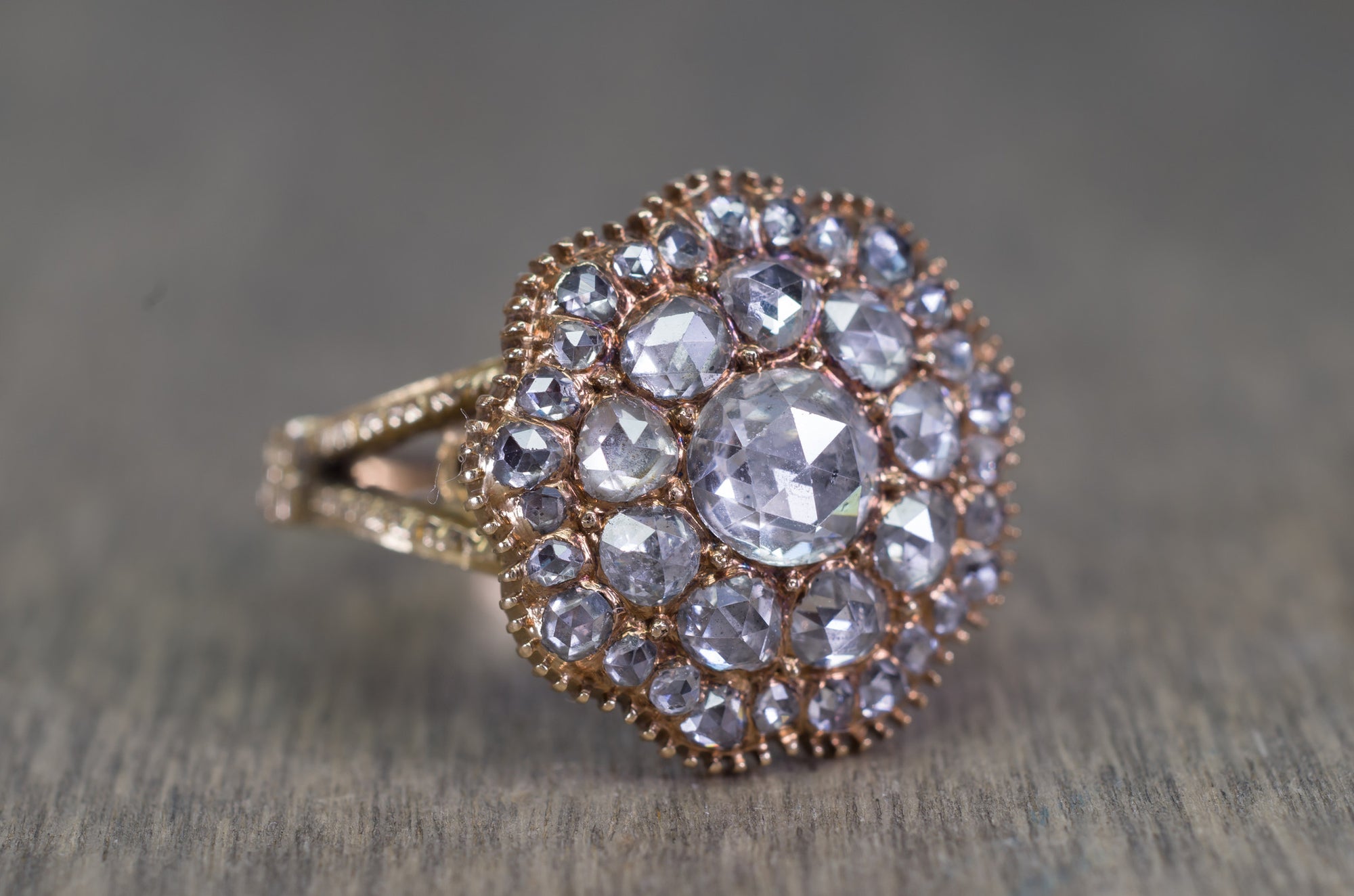ROSE CUT DIAMOND CLUSTER RING - SinCityFinds Jewelry