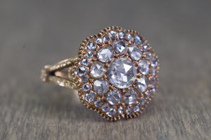 ROSE CUT DIAMOND CLUSTER RING - SinCityFinds Jewelry